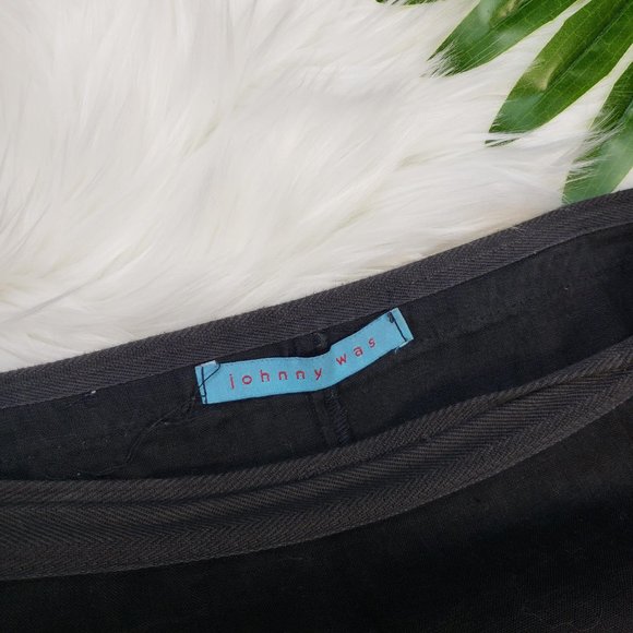 Johnny Was Black Linen Floral Tie Waist Maxi Skirt - Picture 3 of 3